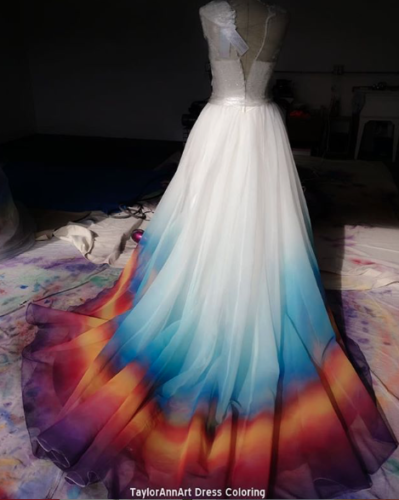Artist Starts Creating Colorful Wedding Dresses After Her Fire