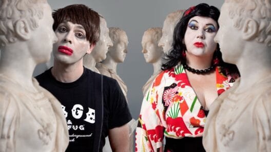 Otto & Astrid striking a punk pose ahead of their Jackson’s Lane show