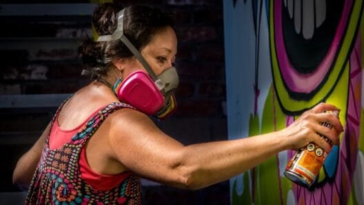 Lady Pink painting recreated NYC subway wall in Shoreditch gallery