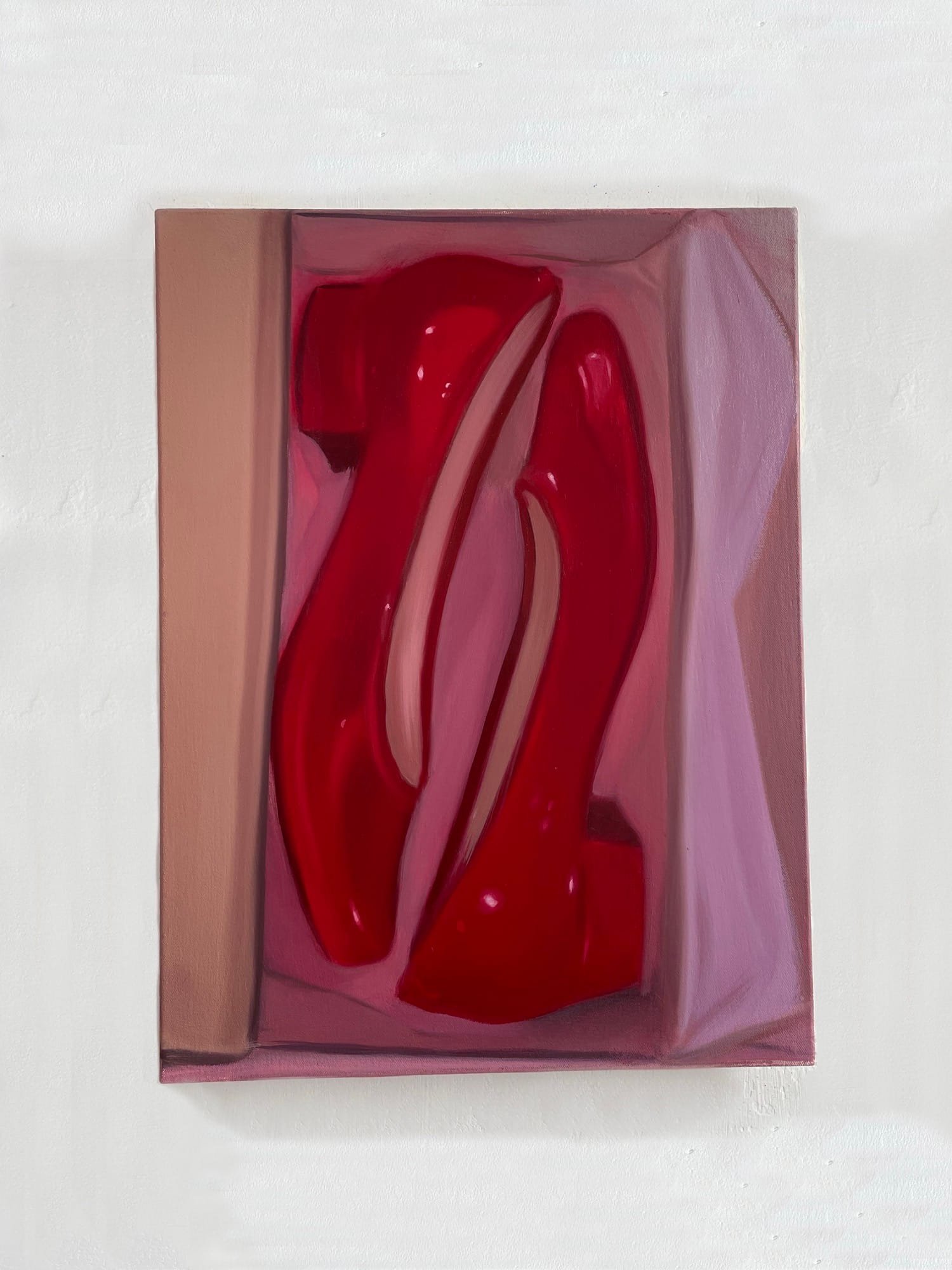 Ollie White on Turning Everyday Objects Into Psychological Spaces 8 Close-up of Ollie White’s painting featuring shoes in boxes with tissue paper