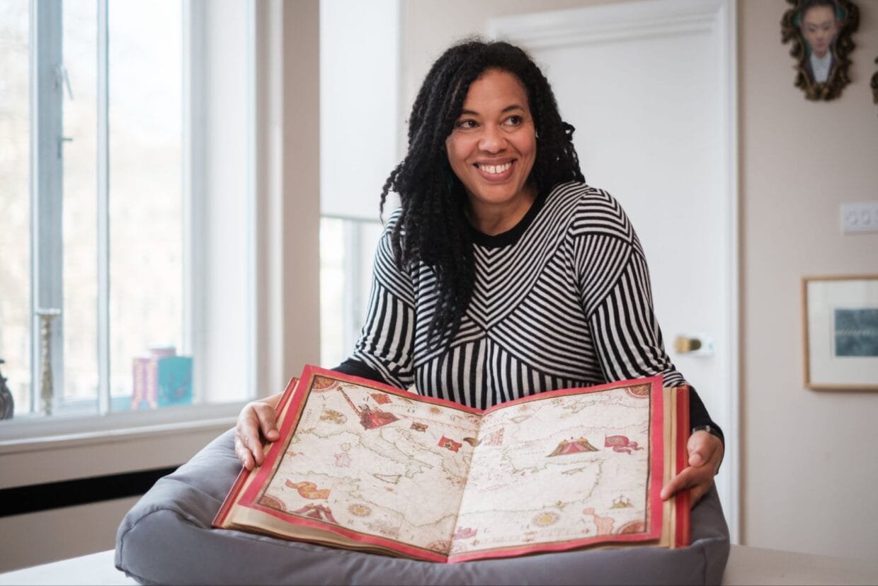 Sonia E. Barrett on Colonial Histories, Healing, and New Futures 6 Sonia E. Barrett presenting her work with remembrancer cloth