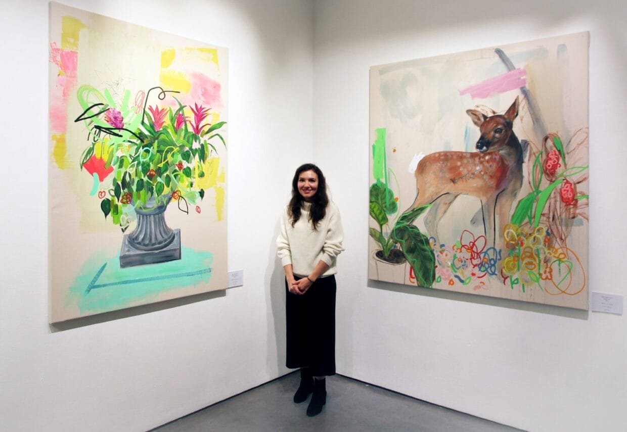 Ally McIntyre Brings (re)Kindling to Shoreditch’s Jealous Gallery 6 Ally McIntyre with her large-scale painting from (re)Kindling at Jealous Gallery