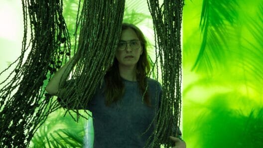 Lucia Pizzani with one of her sculptures