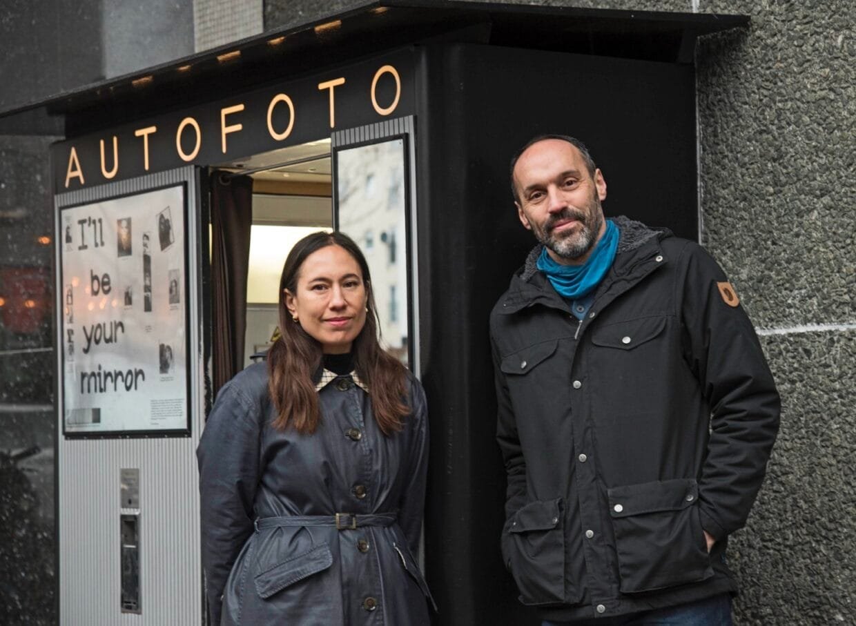 Rafael Hortala Vallve & Corinne Quin on 100 Years of the Photobooth 6 Rafael Hortala Vallve & Corinne Quin beside one of their restored analogue photobooths