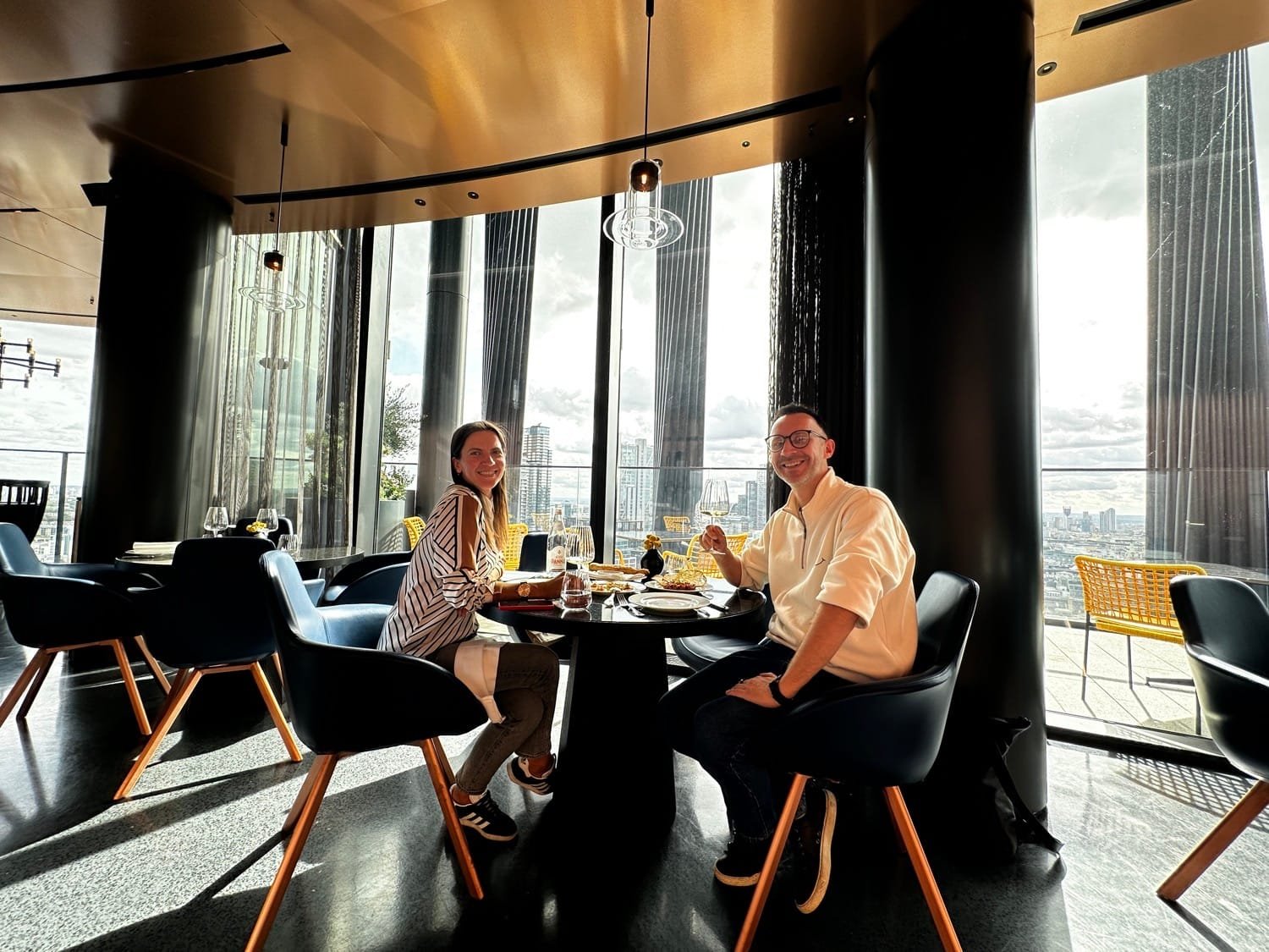 Solaya Restaurant Review: Mediterranean Sunshine with Skyline Views in Shoreditch 8 Giedrius Ivanauskas having lunch at Solaya Restaurant