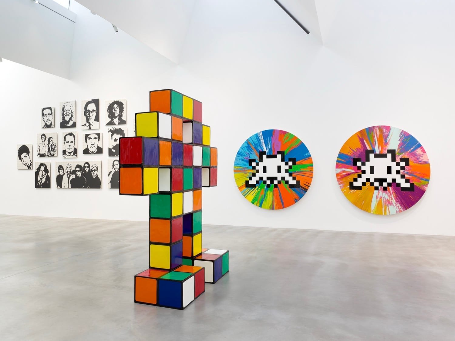 Triple Trouble Explodes at Newport Street Gallery: A Collision of Icons - Shepard Fairey, Damien Hirst, and Invader 7 13. Installation view of Triple Trouble at Newport Street Gallery London 10 October 2025 – 29 March 2026. Photographed by Prudence Cuming Associates Ltd. Artworks © the artists