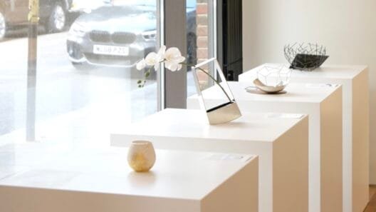 The Right Shape silver artwork on display at Alsolike Gallery Shoreditch