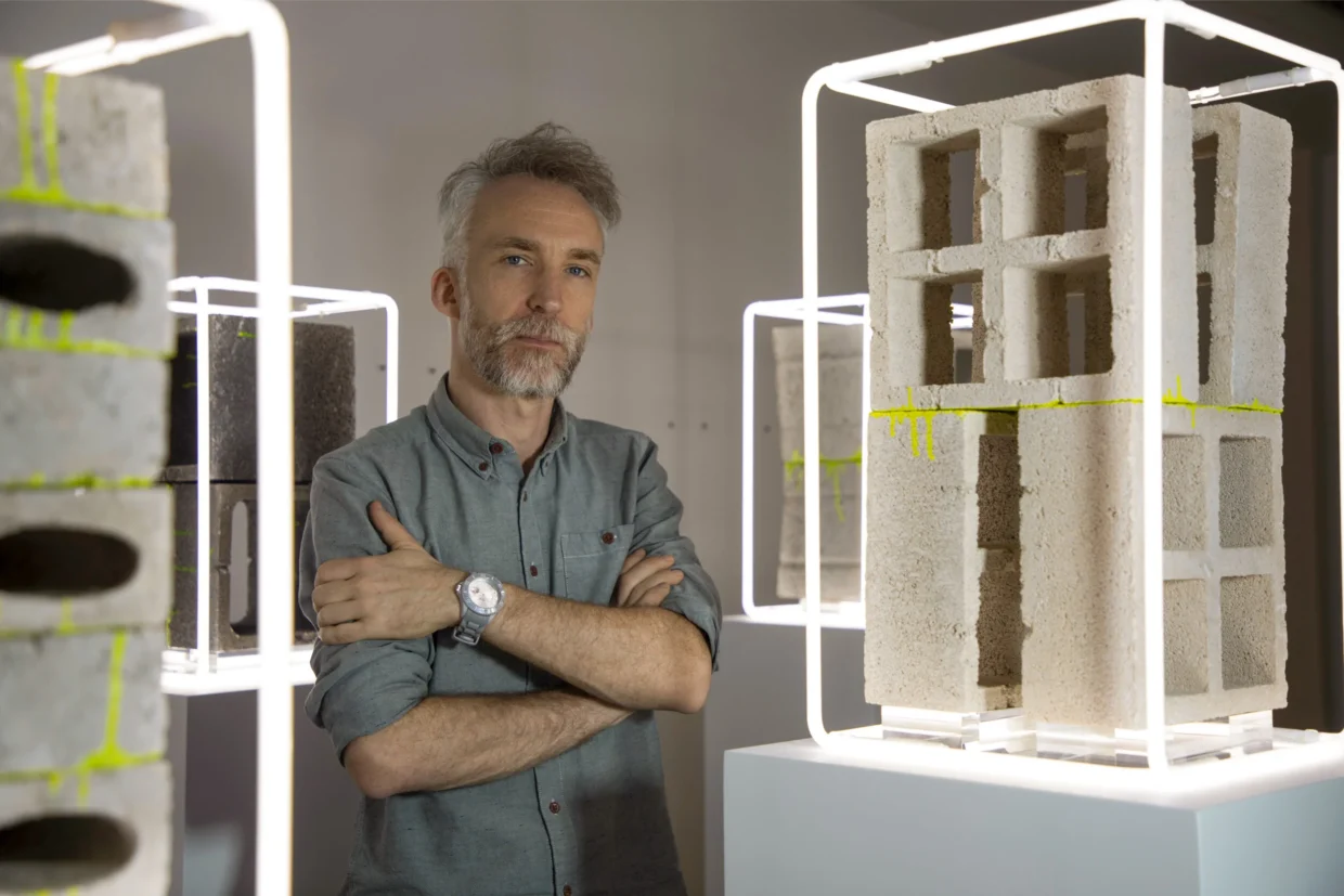 Inside the Light and Shadow Worlds of Nathaniel Rackowe 6 Nathaniel Rackowe standing in his London studio