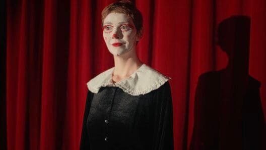 Close-up of Elf Lyons mid-performance in Raven