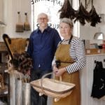 Simon Watkins and Rachel Wythe-Moran displaying traditional hardware and timeless functional design products.