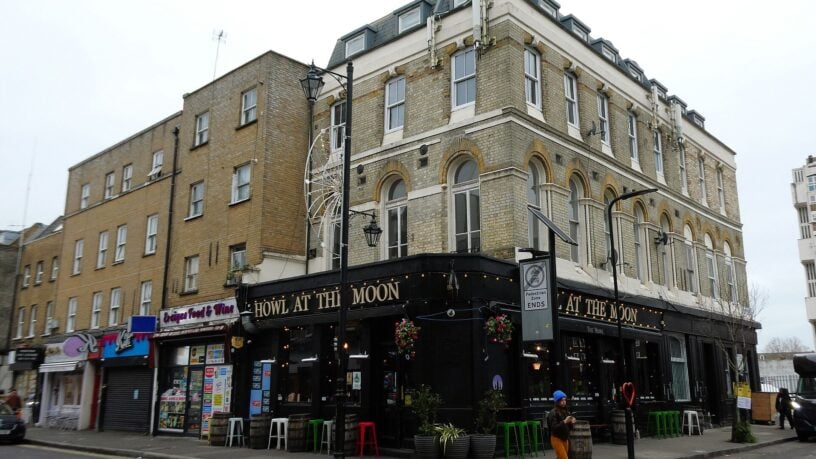Howl At The Moon pub on the corner of Hoxton Street and Stanway Street in Hoxton