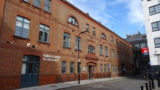 Red-brick former Shoreditch electricity station on Coronet Street, now the National Centre for Circus Arts