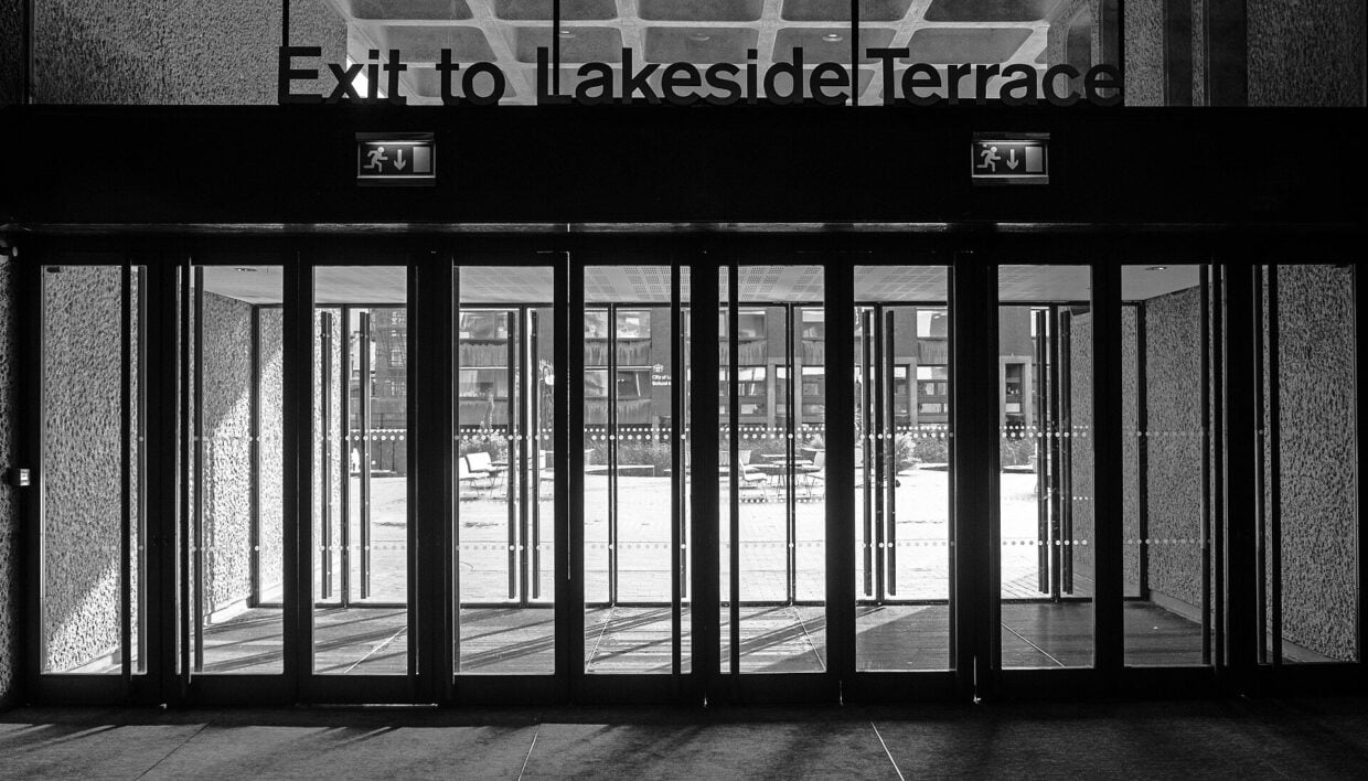 Lakeside terrace entrance at the Barbican Centre
