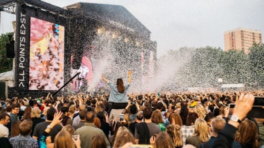 Festival crowd in front of the All Points East main stage in Victoria Park