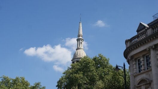 St Leonard's church tower at the north end of Shoreditch High Street