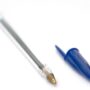 Blue Bic Cristal ballpoint pen with its cap removed