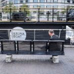 Floating sauna on the water at West India Docks