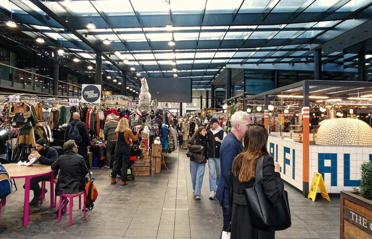 Stalls under the roof of Old Spitalfields Market
