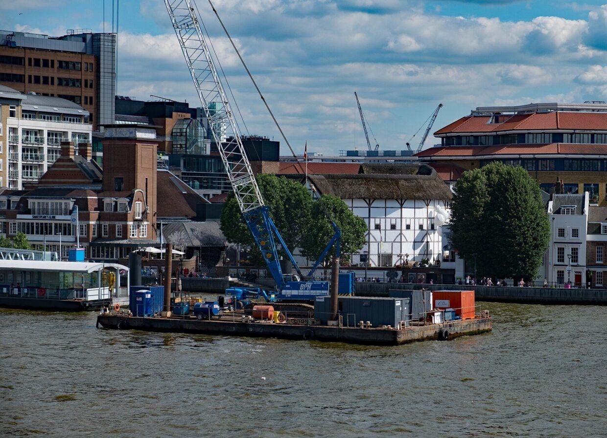 The reconstructed Shakespeare's Globe theatre on Bankside, Southwark