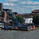 The reconstructed Shakespeare's Globe theatre on Bankside, Southwark
